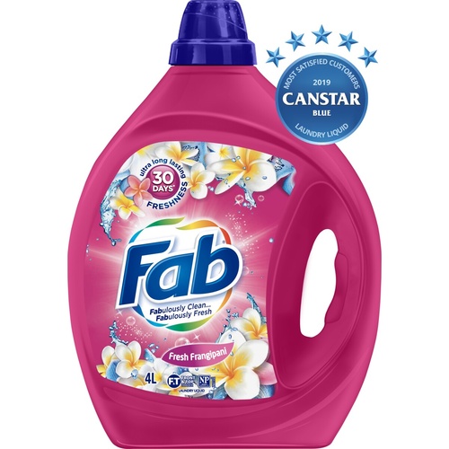 Fab Laundry Liquid Fresh Frangipani Front & Top Loader 4Lt