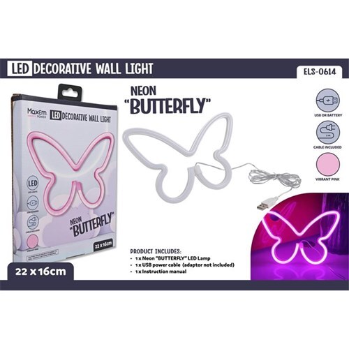 1Pc Neon Wall Light Butterfly