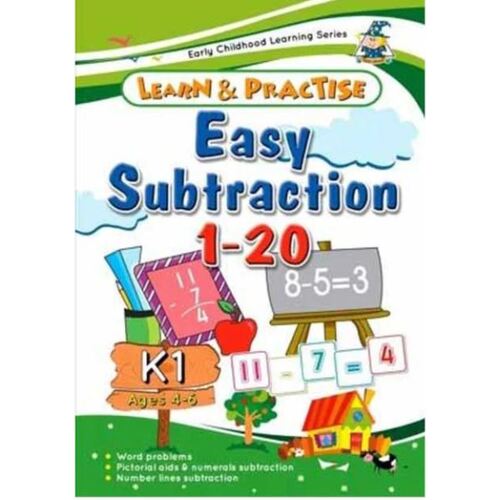 Learn & Practise Workbook Easy Subtraction 1 - 20 K1 (Ages 4 - 6)